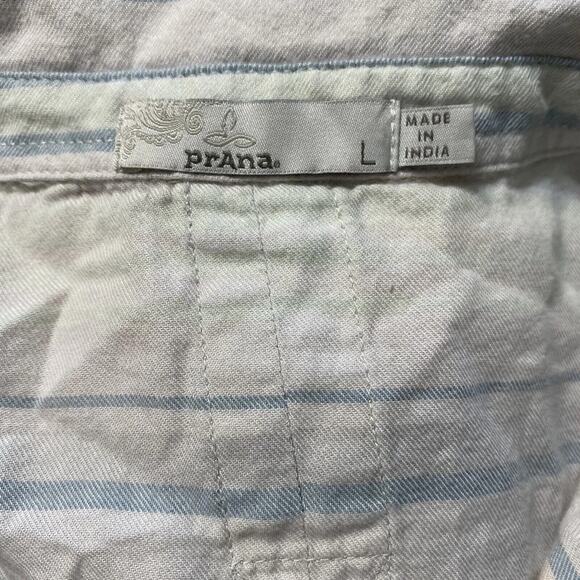 Prana Plaid Button Down Shirt Size Large Women's‎ Striped Longsleeve Gorpcore - Picture 3 of 6